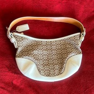 COACH Genuine Leather Trimmed Beige/Khaki Mini Hobo Shoulder Bag No. A3J - 6351